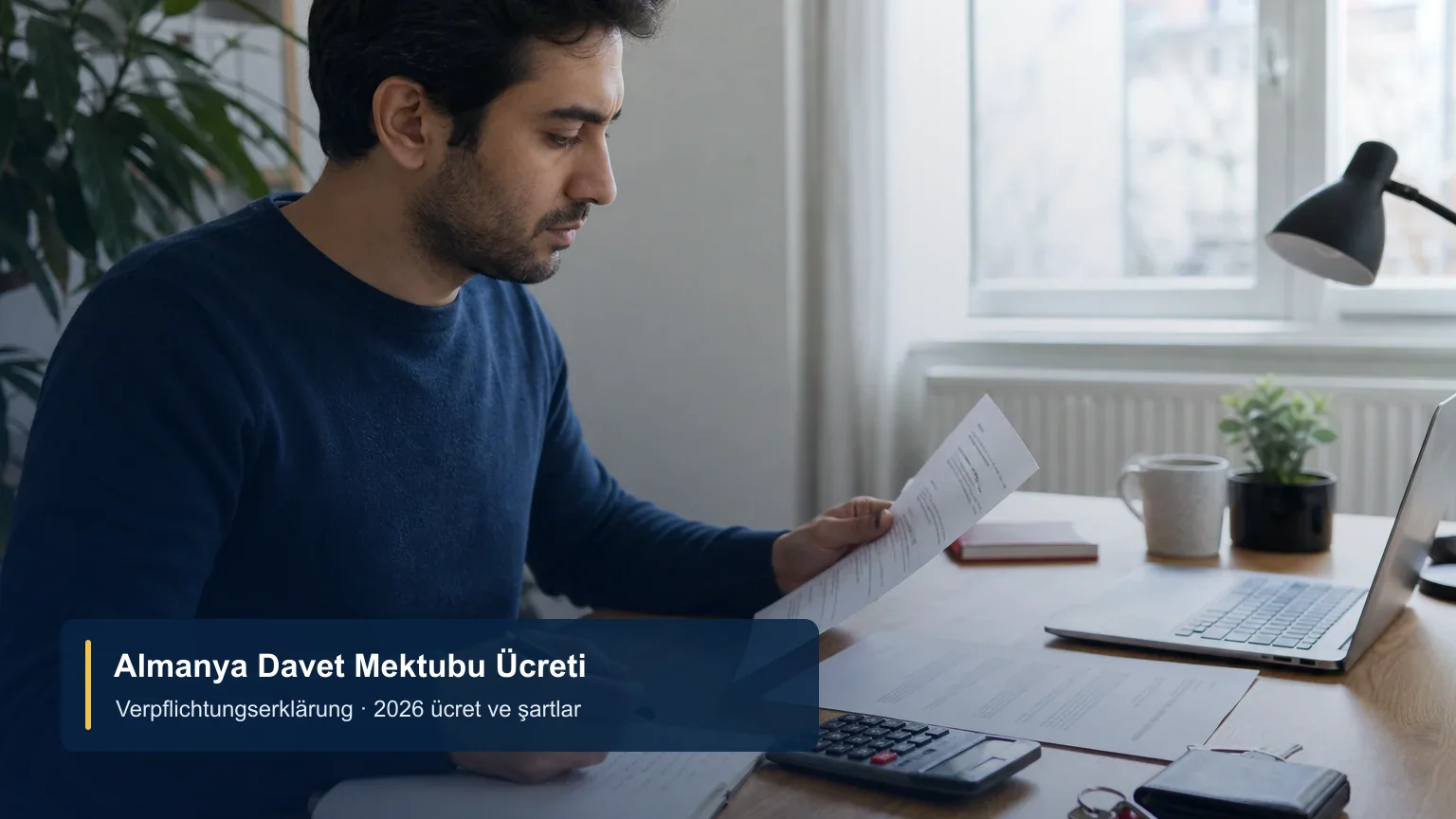 Almanya davet mektubu ve resmi taahhutname ucretlerini evraklarla karsilastiran kisi