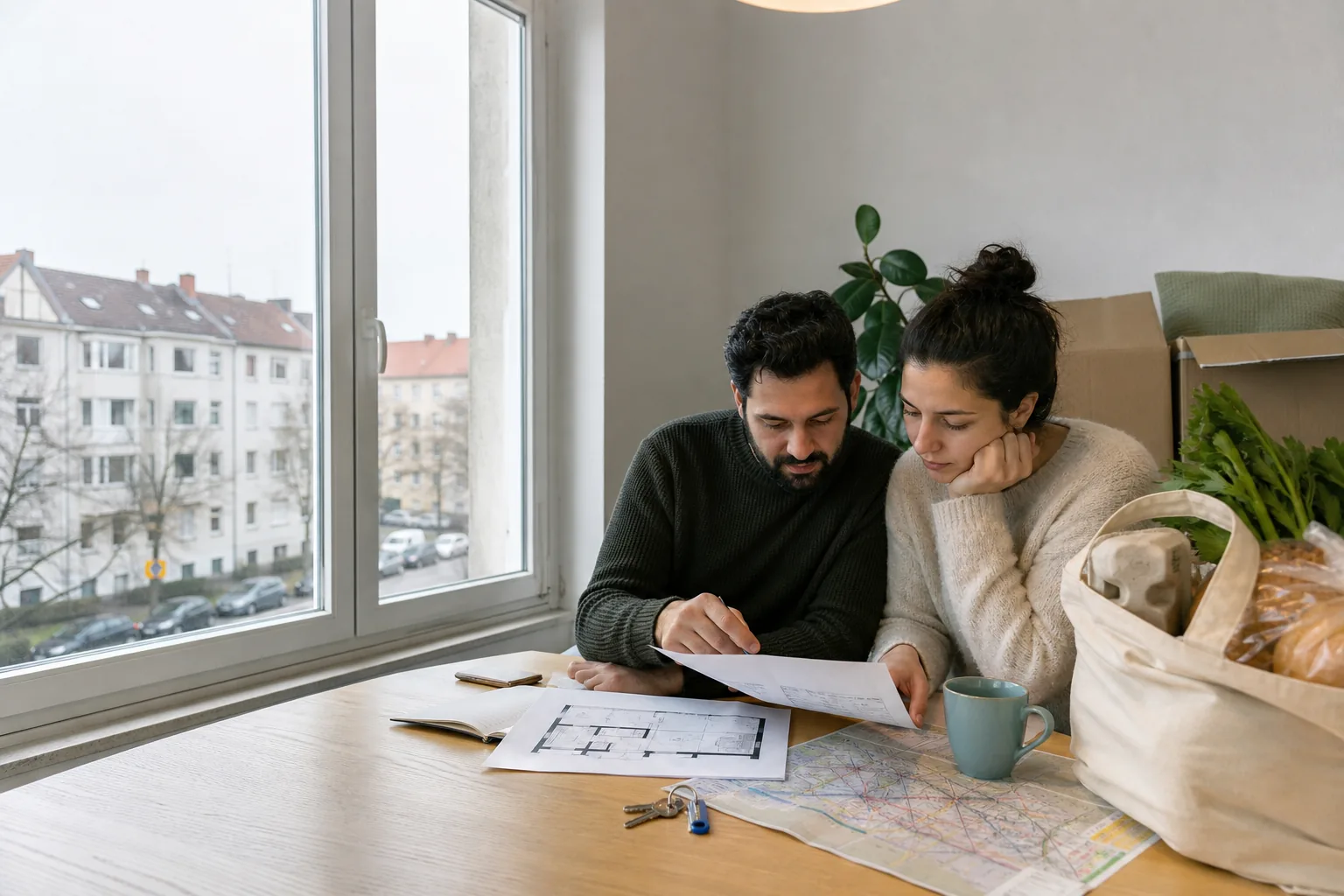 Almanya'da taşınma ve aylık hane bütçesini planlayan çift